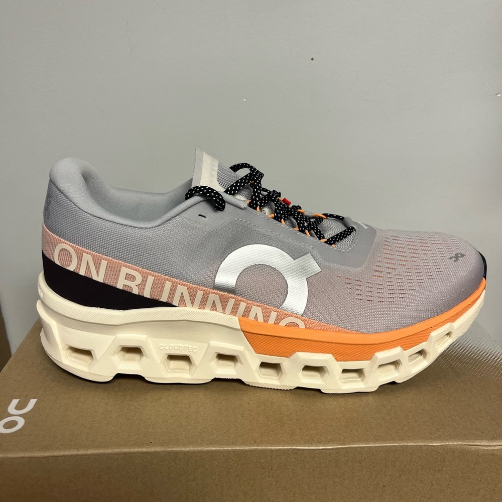 On Cloudmonster ON Running Men's Glacier/tangerine Shoes